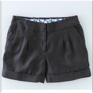 Boden Lottie Linen Shorts 6 Black Coastal Nautical Travel Resort Beach